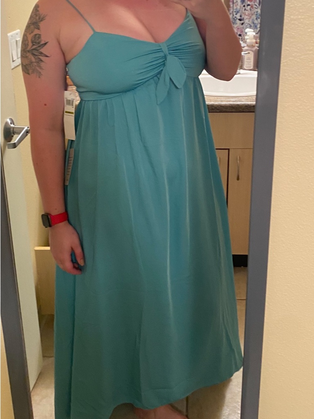 Mint Tie-Front Spaghetti Strap Maxi Dress - Women